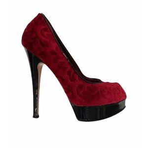 Sebastian Milano coral and Black Platform Heels